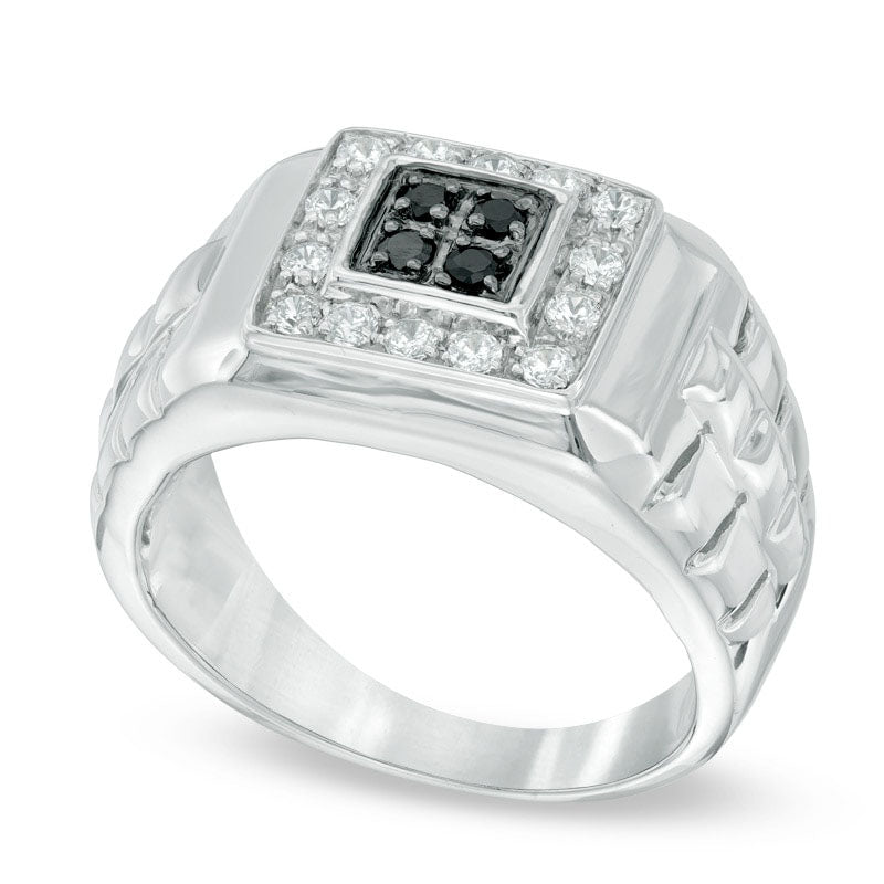 Men's 0.50 CT. T.W. Enhanced Black and White Natural Diamond Ring in Sterling Silver