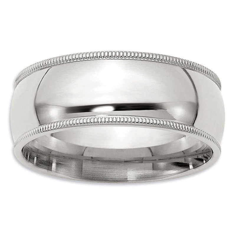 Men's 8.0mm Comfort Fit Milgrain Wedding Band in Sterling Silver
