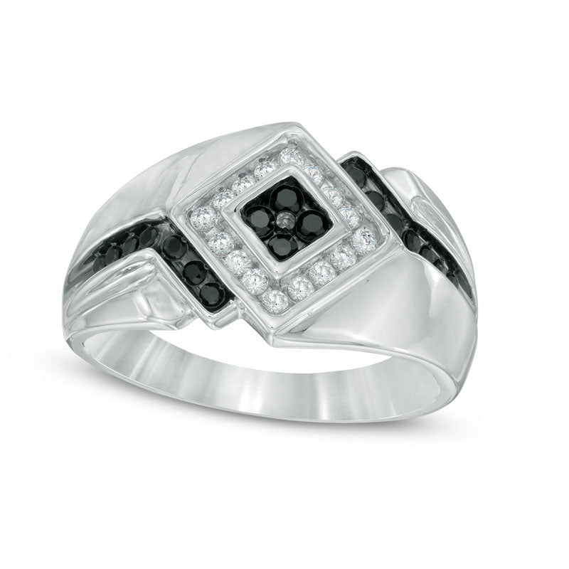 Men's 0.50 CT. T.W. Enhanced Black and White Natural Diamond Ring in Solid 10K White Gold