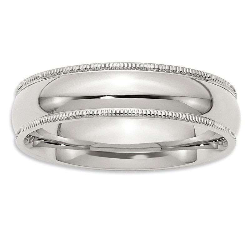 Men's 6.0mm Comfort Fit Milgrain Wedding Band in Sterling Silver