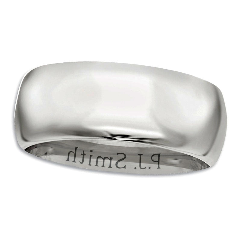 Men's 7.0mm Comfort Fit Milgrain Wedding Band in Sterling Silver