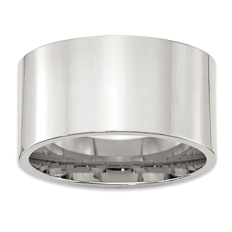 Ladies' 12.0mm Comfort Fit Flat Wedding Band in Sterling Silver