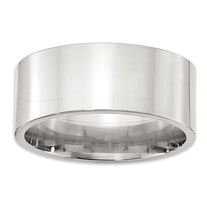 Men's 9.0mm Comfort Fit Flat Wedding Band in Sterling Silver