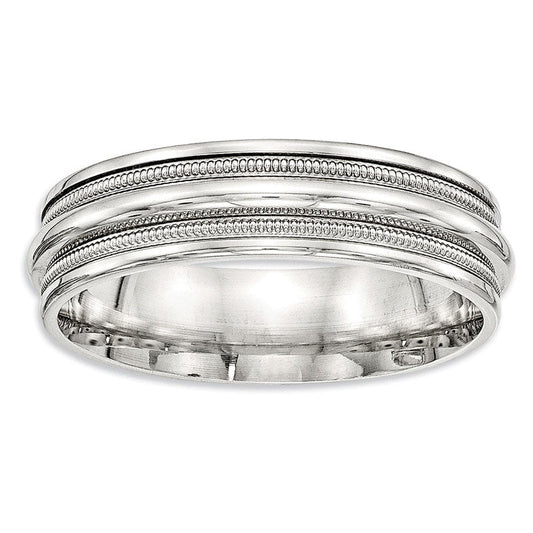 Men's 7.0mm Double Row Bead Wedding Band in Sterling Silver