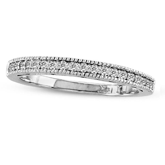 0.20 CT. T.W. Natural Diamond Antique Vintage-Style Wedding Band in Solid 14K White Gold (I/SI2)