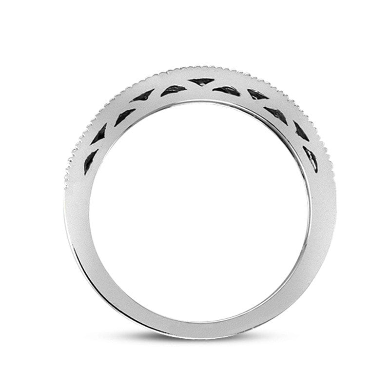 0.20 CT. T.W. Natural Diamond Antique Vintage-Style Wedding Band in Solid 14K White Gold (I/SI2)