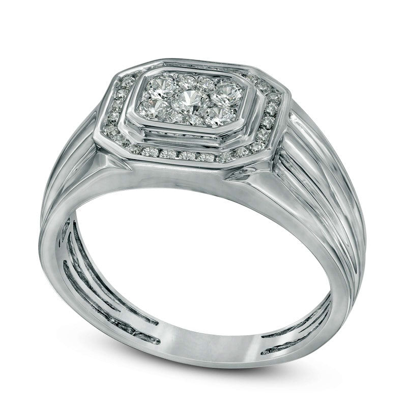 Men's 0.50 CT. T.W. Natural Diamond Octagonal Ring in Solid 10K White Gold