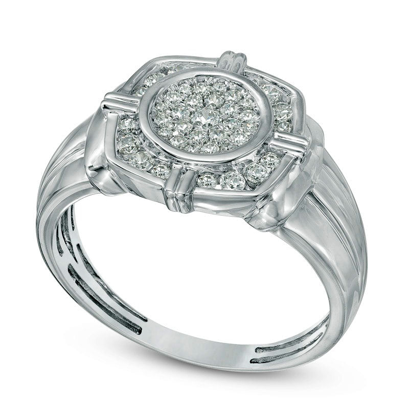 Men's 0.50 CT. T.W. Natural Diamond Compass Ring in Solid 10K White Gold