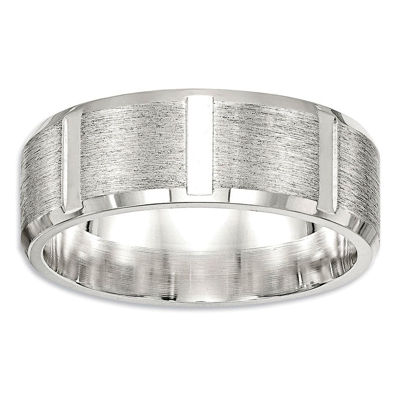 Men's 8.0mm Brushed Wedding Band in Sterling Silver