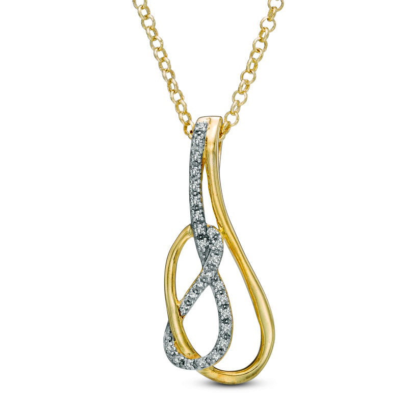 0.1 CT. T.W. Natural Diamond Abstract Pendant in Sterling Silver and 14K Gold Plate