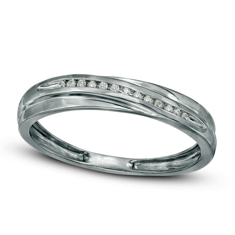Men's 1/20 Natural Diamond Slant Wedding Band in Solid 10K White Gold