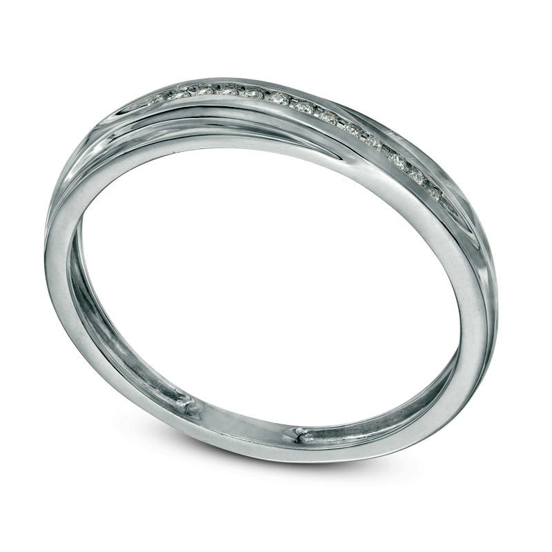 Men's 1/20 Natural Diamond Slant Wedding Band in Solid 10K White Gold