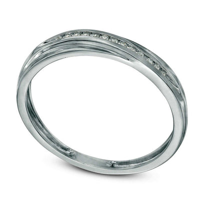Men's 1/20 Natural Diamond Slant Wedding Band in Solid 10K White Gold