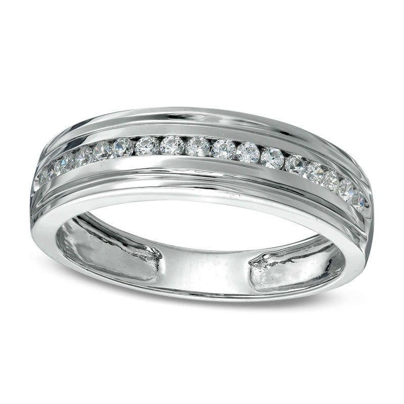 Men's 0.33 CT. T.W. Natural Diamond Wedding Band in Solid 10K White Gold