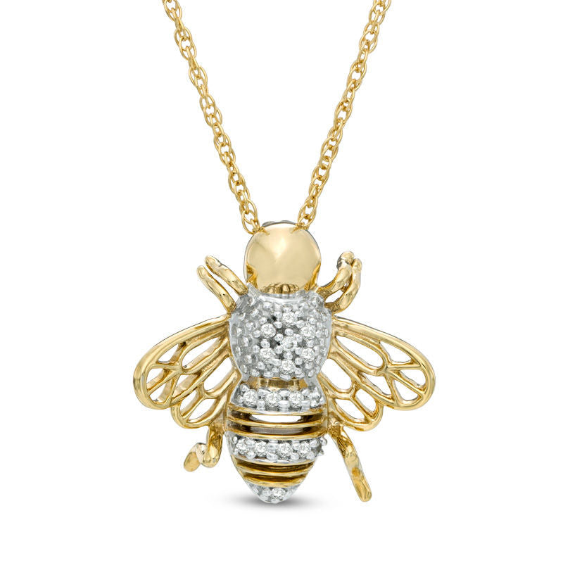 0.1 CT. T.W. Natural Diamond Bumblebee Pendant in 10K Yellow Gold