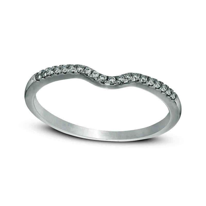 0.10 CT. T.W. Natural Diamond Contour Wedding Band in Solid 10K White Gold