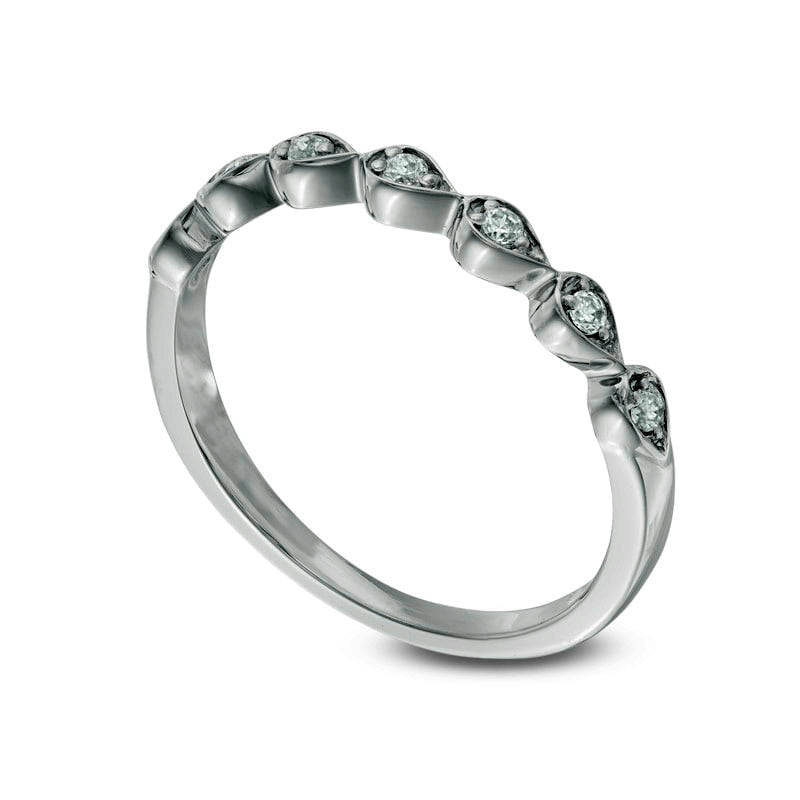 0.10 CT. T.W. Natural Diamond Seven Stone Sideways Teardrop Anniversary Band in Solid 10K White Gold