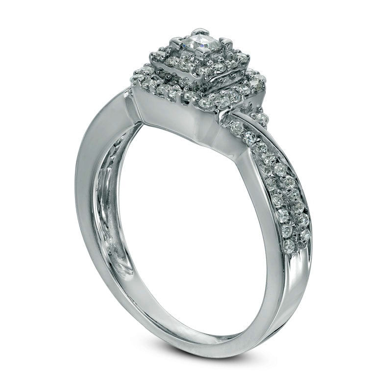 0.33 CT. T.W. Princess-Cut Natural Diamond Frame Engagement Ring in Solid 10K White Gold