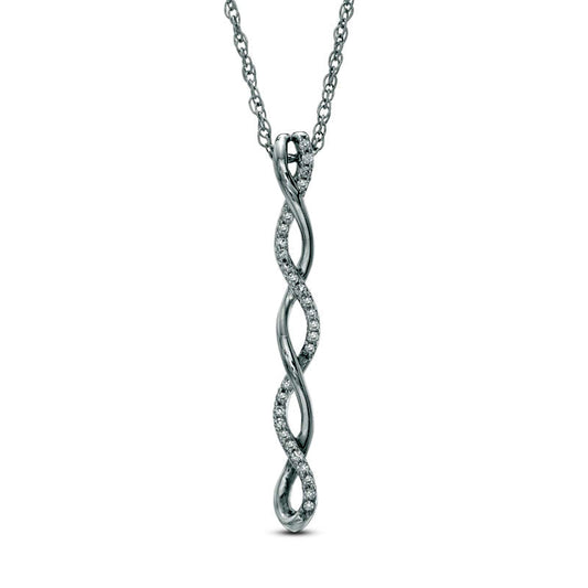 0.1 CT. T.W. Natural Diamond Linear Twist Pendant in Sterling Silver