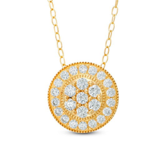 0.5 CT. T.W. Natural Diamond Composite Antique Vintage-Style Pendant in 10K Yellow Gold