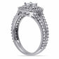 1.0 CT. T.W. Princess-Cut Natural Diamond Double Frame Split Shank Engagement Ring in Solid 14K White Gold