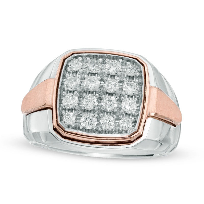 Men's 1.0 CT. T.W. Composite Natural Diamond Comfort Fit Ring in Solid 10K Two-Tone Gold