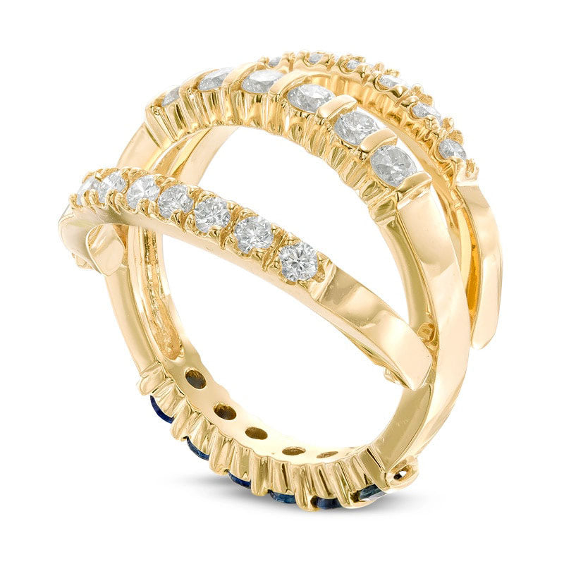 Blue Sapphire and 0.63 CT. T.W. Natural Diamond Reversible Band in Solid 14K Gold