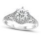 1.0 CT. T.W. Natural Diamond Antique Vintage-Style Split Shank Engagement Ring in Solid 14K White Gold