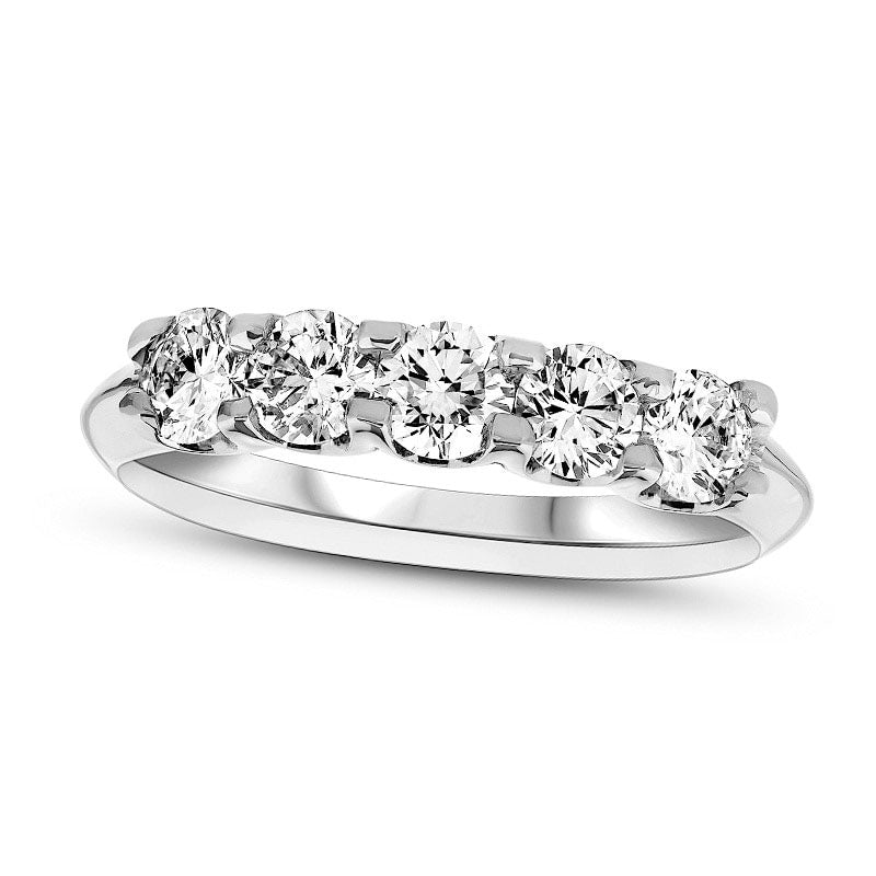 2.0 CT. T.W. Natural Diamond Five Stone Anniversary Band in Solid 14K White Gold