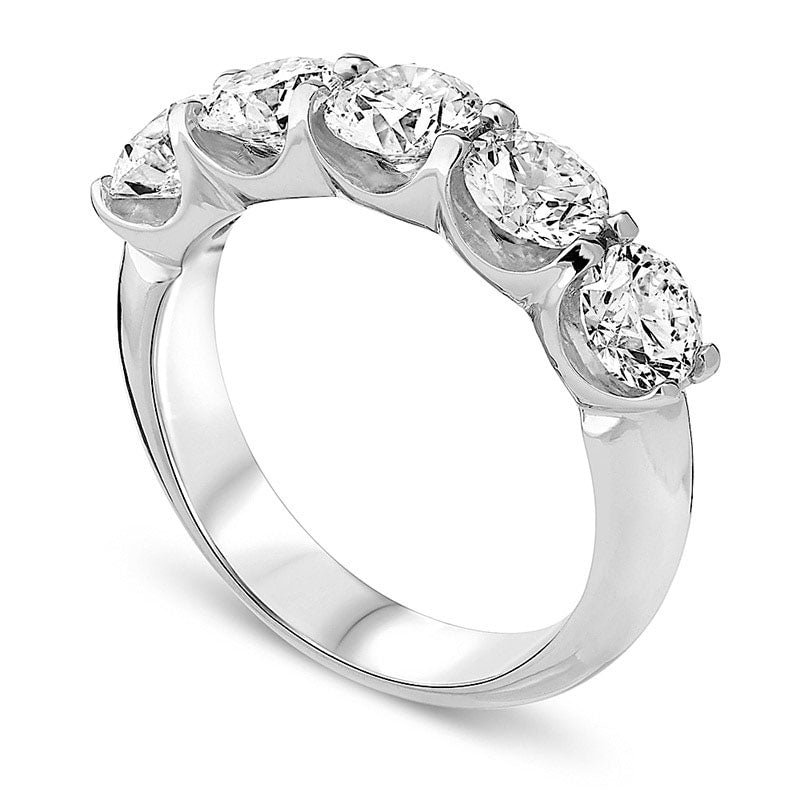 2.0 CT. T.W. Natural Diamond Five Stone Anniversary Band in Solid 14K White Gold