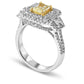 1.25 CT. T.W. Radiant-Cut Fancy Yellow and White Natural Diamond Double Frame Engagement Ring in Solid 18K White Gold (SI2)