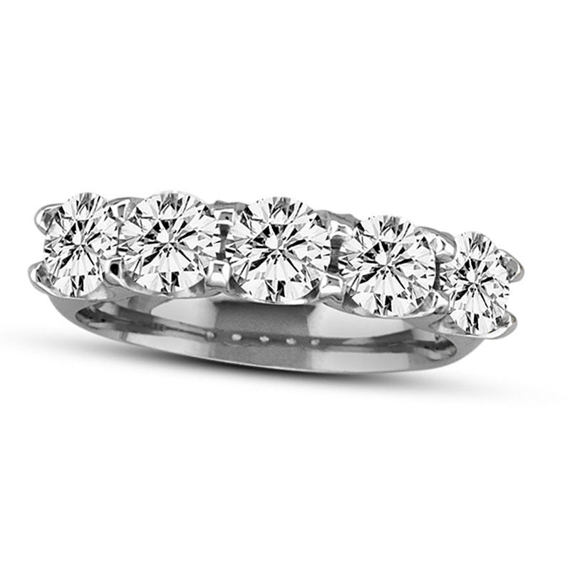 1.38 CT. T.W. Natural Diamond Five Stone Anniversary Band in Solid 14K White Gold