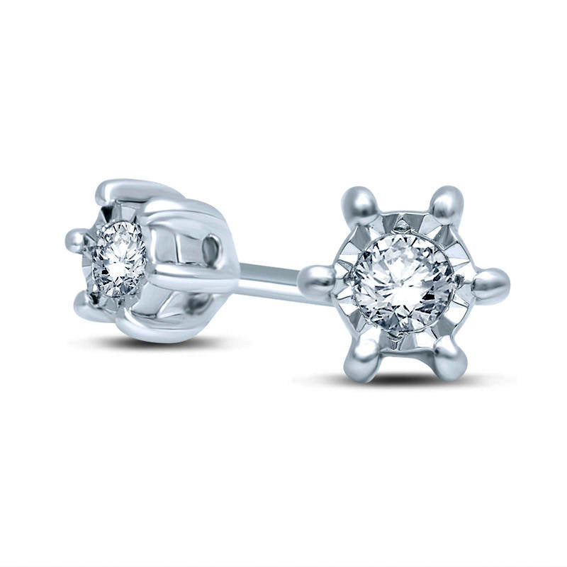 0.05 CT. T.W. Diamond Solitaire Stud Earrings in 10K White Gold