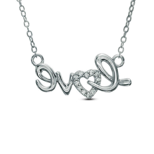 0.1 CT. T.W. Natural Diamond love" Heart Necklace in Sterling Silver"