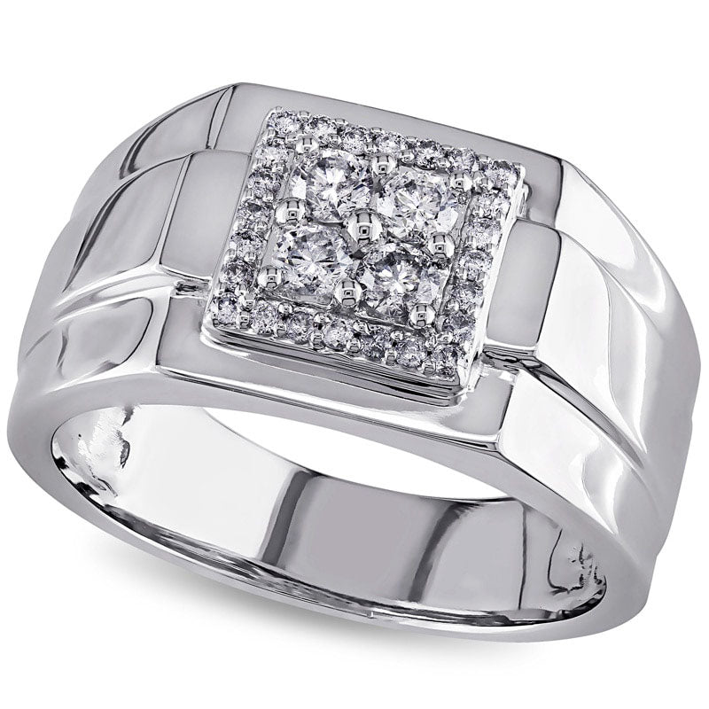 Men's 0.50 CT. T.W. Composite Natural Diamond Square Frame Ring in Solid 10K White Gold
