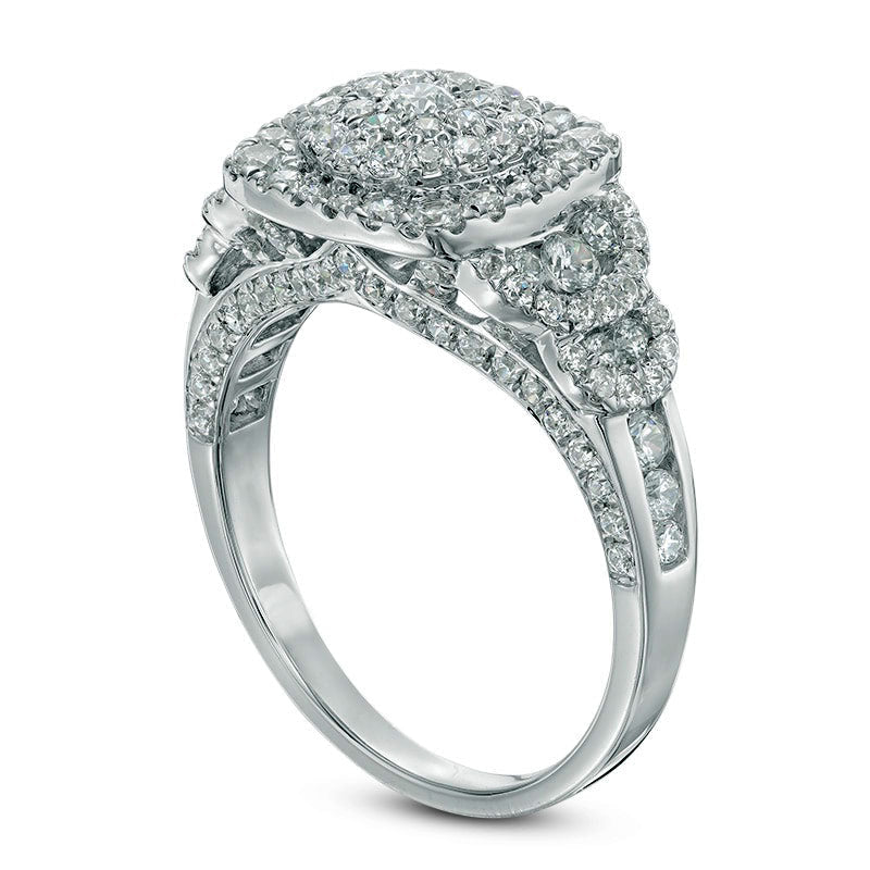 1.5 CT. T.W. Composite Natural Diamond Cushion Frame Engagement Ring in Solid 10K White Gold