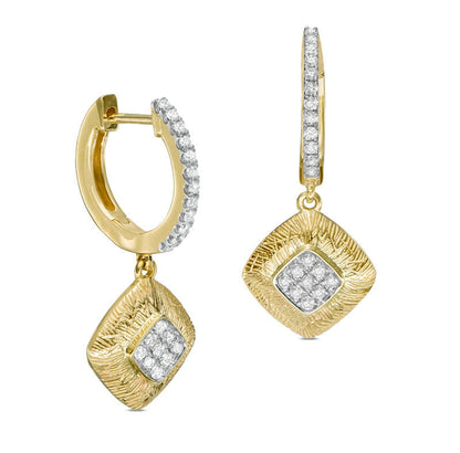 0.33 CT. T.W. Diamond Square Drop Earrings in 10K Gold