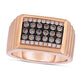 Men's 0.75 CT. T.W. Champagne and White Natural Diamond Multi Row Ring in Solid 14K Rose Gold