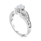1.0 CT. T.W. Natural Diamond Three Stone Engagement Ring in Solid 14K White Gold