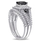 2.0 CT. T.W. Princess-Cut Enhanced Black and White Natural Diamond Milgrain Split Shank Bridal Engagement Ring Set in Solid 10K White Gold