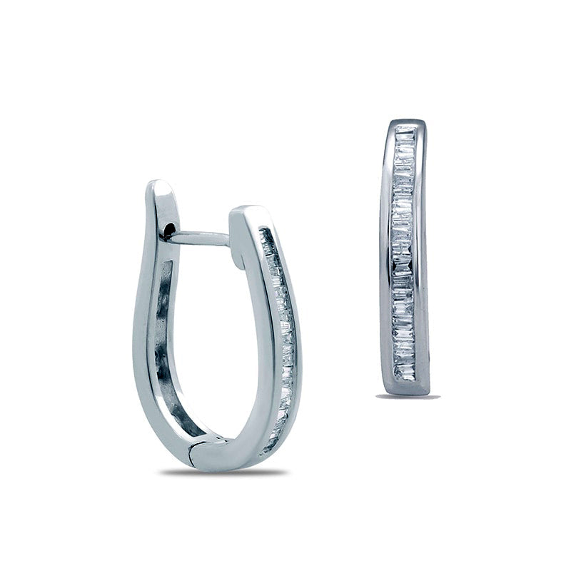 0.2 CT. T.W. Baguette Diamond Hoop Earrings in 10K White Gold