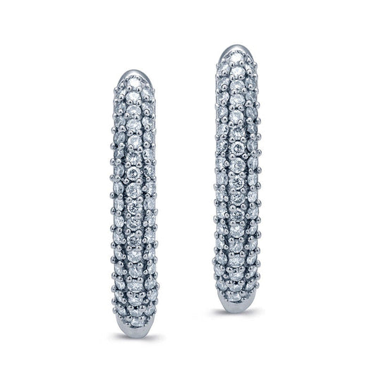 0.33 CT. T.W. Diamond Hoop Earrings in 10K White Gold