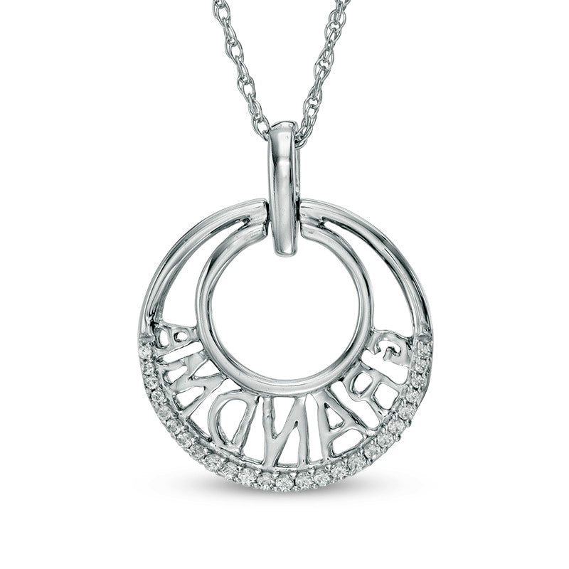 0.1 CT. T.W. Natural Diamond Grandma" Double Circle Pendant in Sterling Silver"