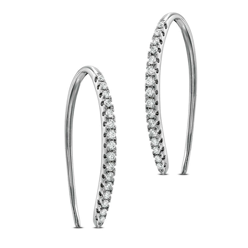 0.25 CT. T.W. Diamond Threader Hoop Earrings in 10K White Gold