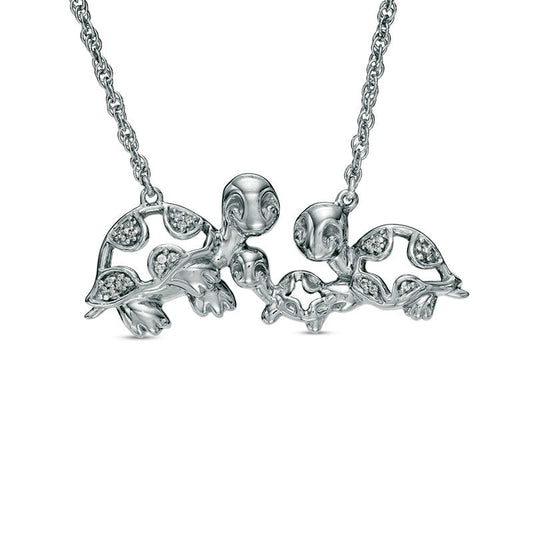 0.05 CT. T.W. Natural Diamond Turtle Family Necklace in Sterling Silver - 17"