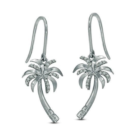 0.13 CT. T.W. Diamond Palm Tree Drop Earrings in 10K White Gold