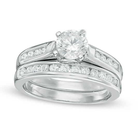 1.25 CT. T.W. Natural Diamond Bridal Engagement Ring Set in Solid 10K White Gold