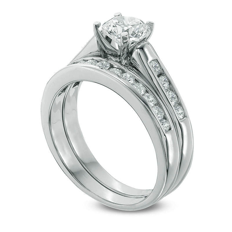1.25 CT. T.W. Natural Diamond Bridal Engagement Ring Set in Solid 10K White Gold