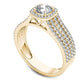 1.0 CT. T.W. Natural Diamond Frame Multi-Row Engagement Ring in Solid 14K Gold