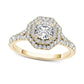 1.0 CT. T.W. Natural Diamond Double Octagonal Frame Engagement Ring in Solid 14K Gold